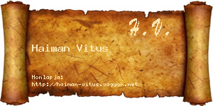 Haiman Vitus névjegykártya